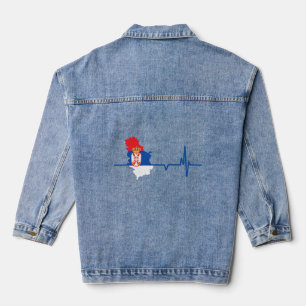 Serbian Flag Heartbeat Serbia Heritage Serbian Roo Denim Jacket