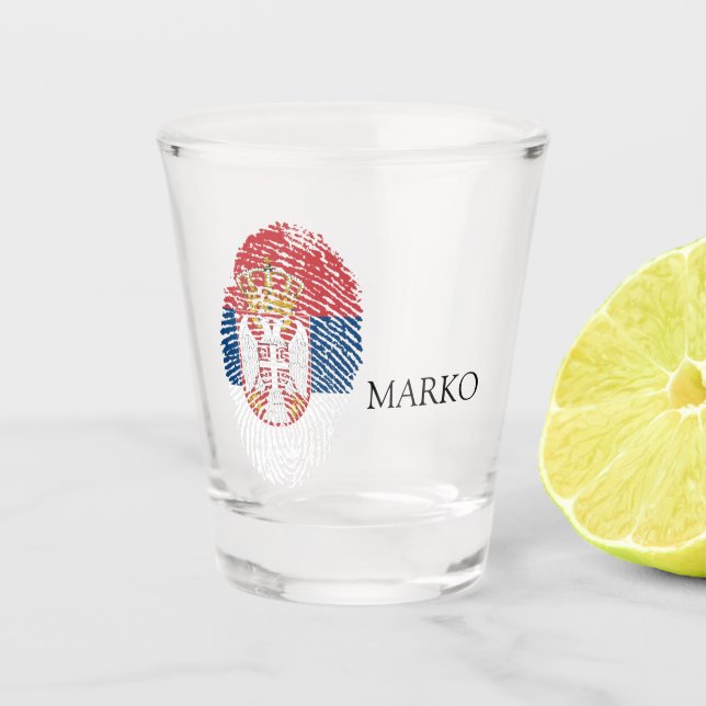 Serbian flag, patriotic shot glass (Front)