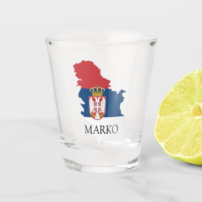 Serbian flag, patriotic shot glass (Front)