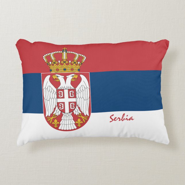 Serbian flag & Serbia fashion holiday /sports Decorative Cushion (Front)