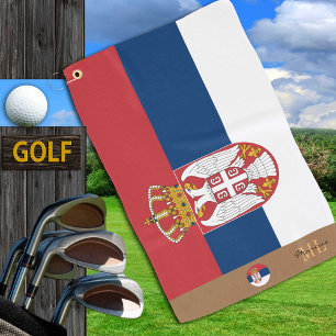 Serbian flag & Serbia monogrammed Golf Towel