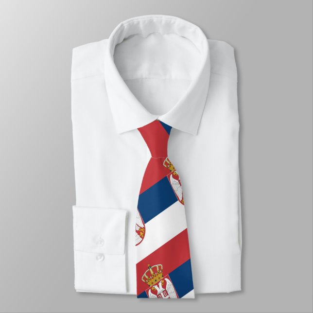 Serbian Flag & Serbia travel, holiday /sports Tie (Tied)