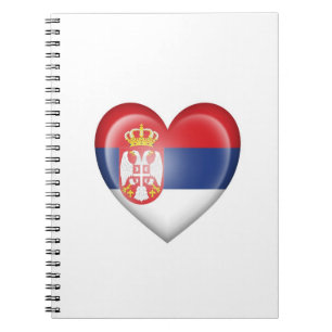 Serbian Heart Flag on White Spiral Notebook