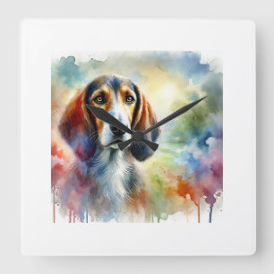 Serbian Hound in a Colorful Tranquil Landscape 310 Square Wall Clock