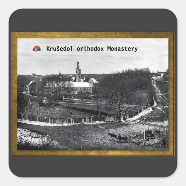 SERBIAN MONASTERIES - Krušedol  Monastery 2 Square Sticker (Front)