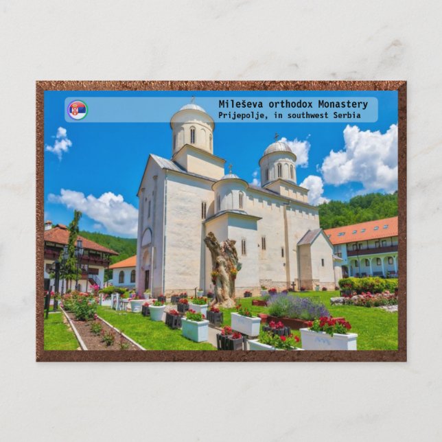 SERBIAN MONASTERIES - Mileševa Monastery 2 Holiday Postcard (Front)