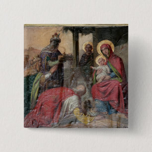 Serbian Orthodox icongraphy at Valjevo Church. - 15 Cm Square Badge
