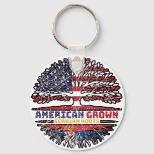Serbian Serbia US American USA United States Tree Key Ring
