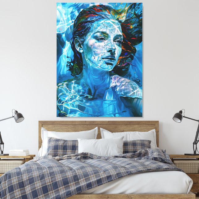 “Serelis” – Serenity in Aqua Harmony     Canvas Print (Insitu(Bedroom))