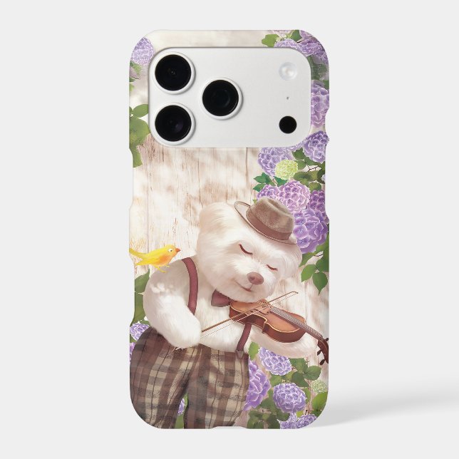 Serenade in Nature: Smiling Bichon Playing Violin (Back)