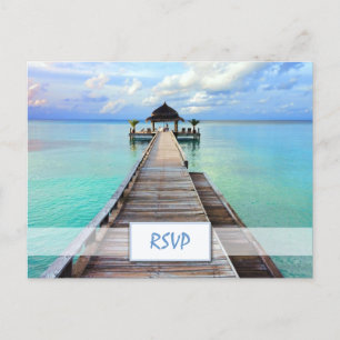 Serenade Jetty Maldives Beach Wedding RSVP Invitation Postcard