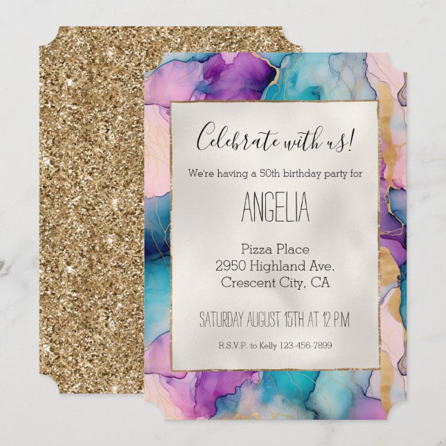 Serendipity Crystal Blue Invitation (Front/Back)