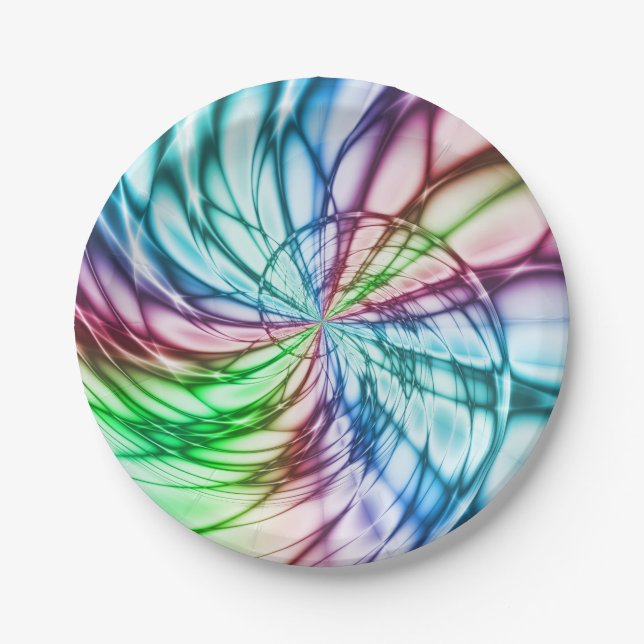 Serendipity | Multicolor Fractal Art Paper Plate (Front)
