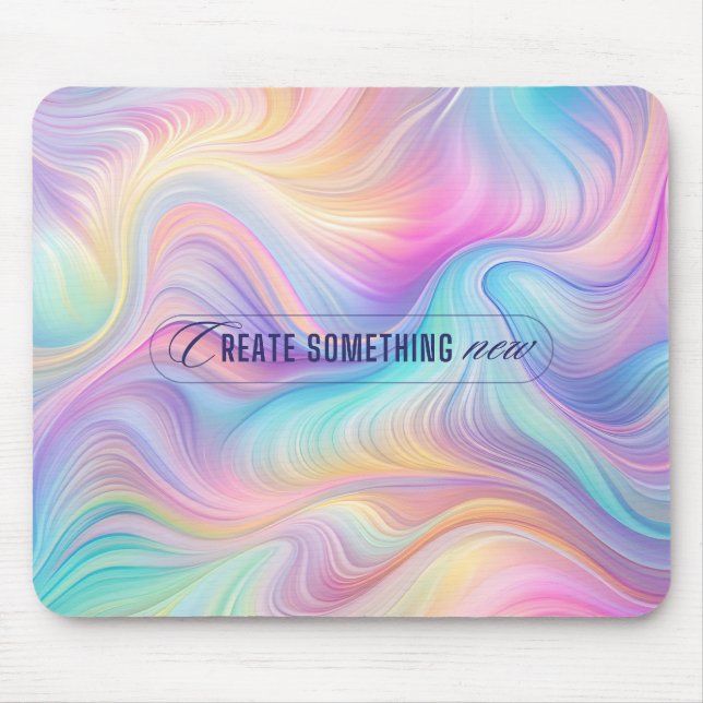Serene Abstract Pastel Mouse Pad with Inspirationa (Front)