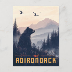 Serene Adirondack Bear: A Vintage Postcard