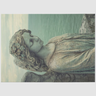 Serene Angel Statue with Patina Decoupage Tissue Paper