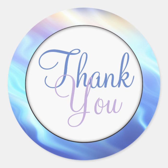 Serene Aqua Turquoise Waves Classic Round Sticker (Front)