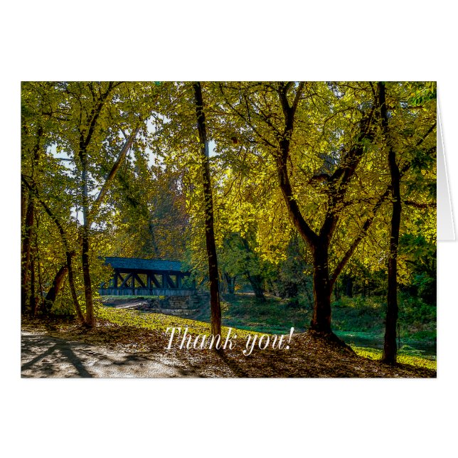 Serene Autumn Walk Painterly Thank You Card (Front Horizontal)