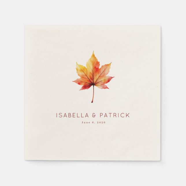 Serene Autumn Watercolor Leaf Napkin (Front)