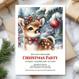 Serene baby deer watercolor Christmas invite edita