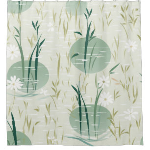 Serene Bamboo Blossom Asian  (10) Shower Curtain