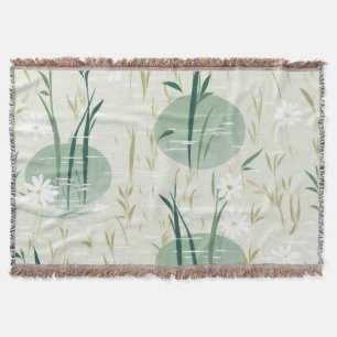 Serene Bamboo Blossom Asian (10) Throw Blanket
