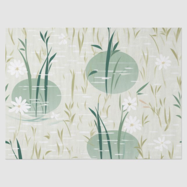 Serene Bamboo Blossom Asian  (10) Tissue Paper (Front)