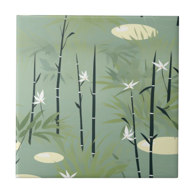 Serene Bamboo Blossom Asian  (11) Tile (Front)
