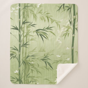 Serene Bamboo Blossom Asian  (1) Sherpa Blanket