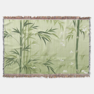 Serene Bamboo Blossom Asian (1) Throw Blanket
