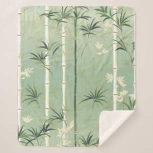 Serene Bamboo Blossom Asian (2) Sherpa Blanket