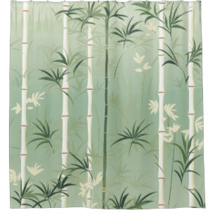 Serene Bamboo Blossom Asian  (2) Shower Curtain