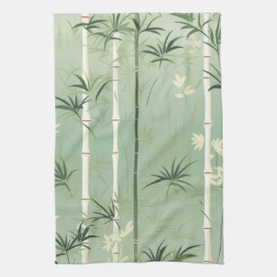 Serene Bamboo Blossom Asian  (2) Tea Towel