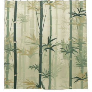 Serene Bamboo Blossom Asian  (3) Shower Curtain