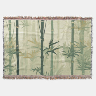 Serene Bamboo Blossom Asian (3) Throw Blanket
