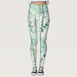 Serene Bamboo Blossom Asian  (4) Leggings