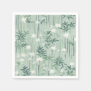 Serene Bamboo Blossom Asian  (4) Napkin