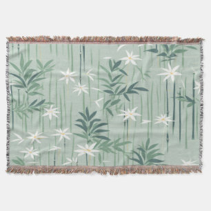 Serene Bamboo Blossom Asian (4) Throw Blanket