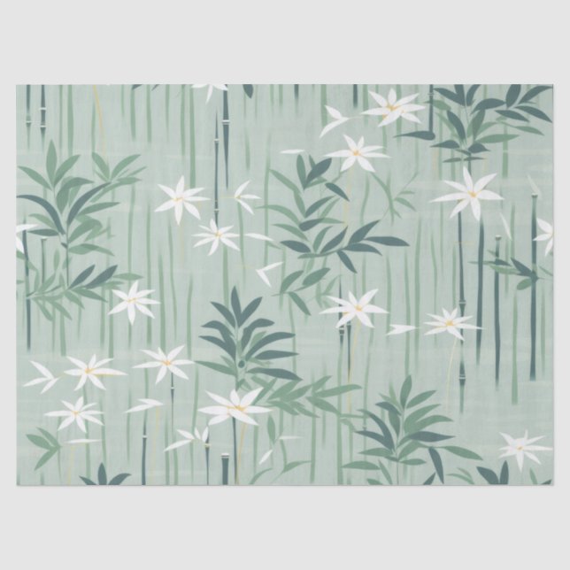 Serene Bamboo Blossom Asian  (4) Tissue Paper (Front)