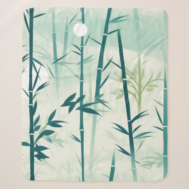 Serene Bamboo Blossom Asian  (5) Sherpa Blanket (Front)