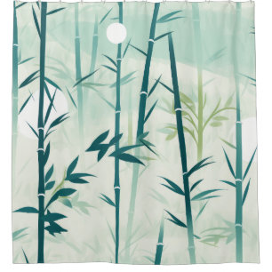 Serene Bamboo Blossom Asian  (5) Shower Curtain