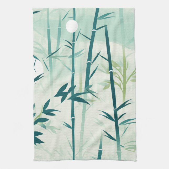 Serene Bamboo Blossom Asian  (5) Tea Towel (Vertical)