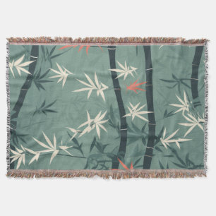 Serene Bamboo Blossom Asian (7) Throw Blanket