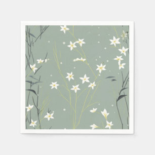 Serene Bamboo Blossom Asian  (8) Napkin