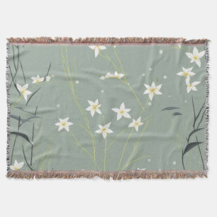 Serene Bamboo Blossom Asian  (8) Throw Blanket