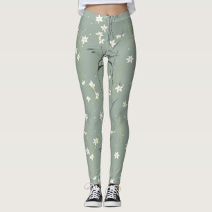 Serene Bamboo Blossom Asian  (9) Leggings