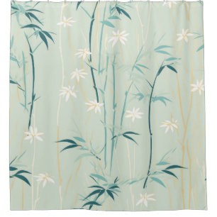 Serene Bamboo Blossom Asian  (9) Shower Curtain