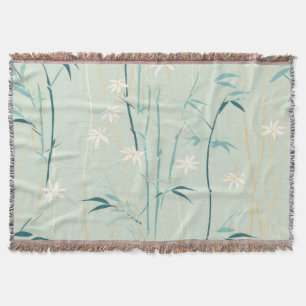 Serene Bamboo Blossom Asian (9) Throw Blanket