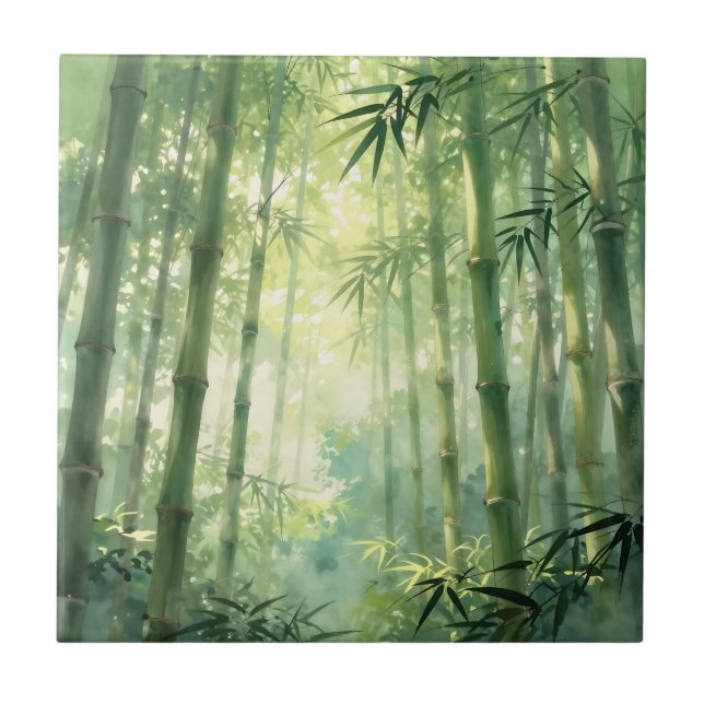 Serene Bamboo Forest Mist Glow Tile (Front)