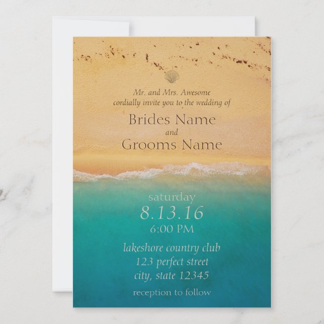 Serene Beach and Blue Ocean Invitation (Front)